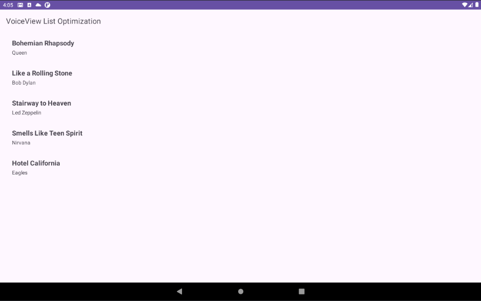 Screenshot for list item